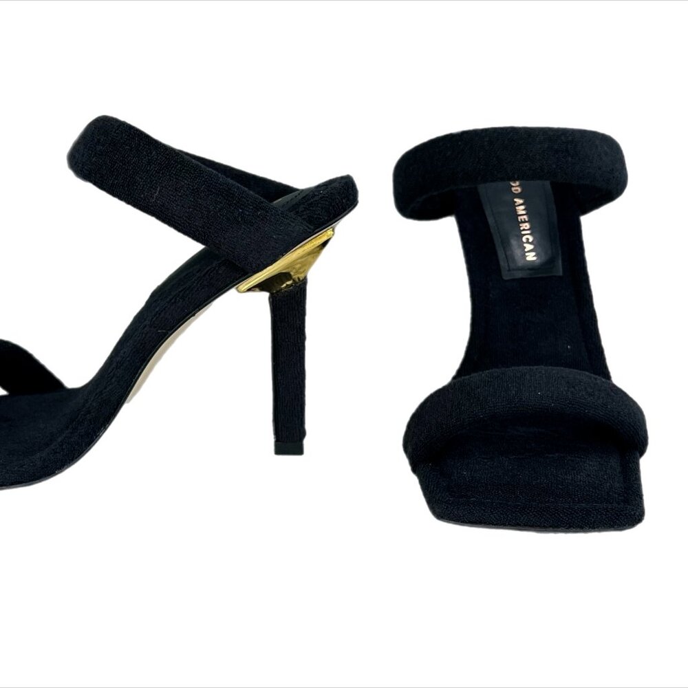 Good American Black Terry High Heels Sandals size 7 1/2 - Picture 6 of 10